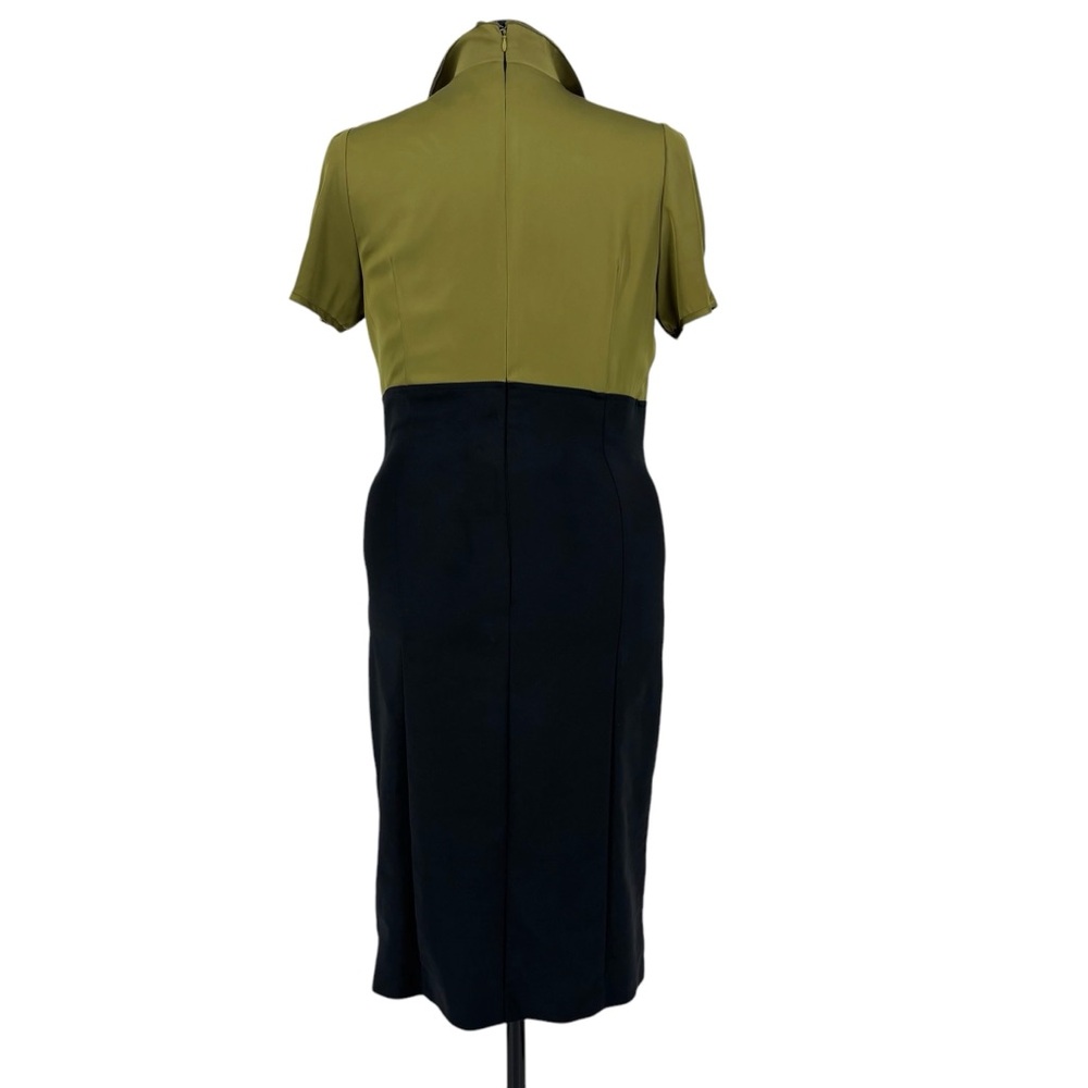 le chateau Chartreuse and Black Short Sleeve Ruffle Neck Wiggle Skirt, Large - Picture 8 of 17